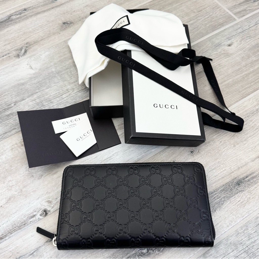 Gucci Black Gg Signature Leather Xl Organizer Wallet